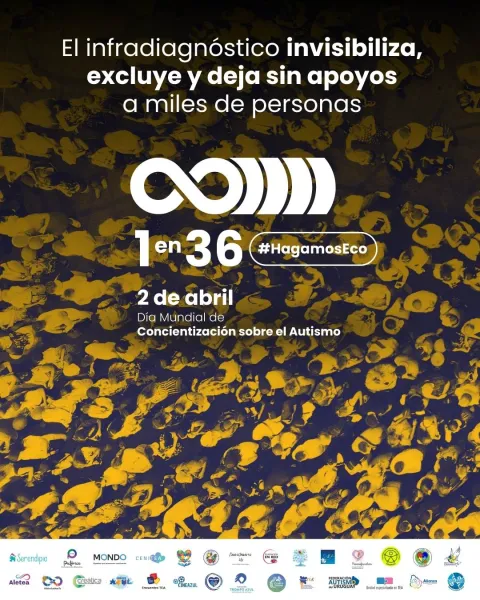 Afiche histórico 1 en 36, #HagamosEco, con una multitud de fondo y logos de organizaciones participantes.